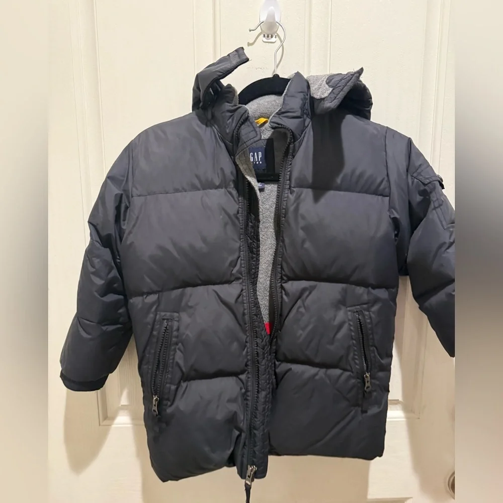Gap Kids Puffer Jacket Black Hooded Snow Jacket Fleece‎ Lined Insulated
